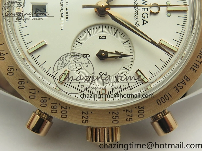 0106 Thermal Speedmaster ’57 Co-Axial SS RG OMF 1:1 Best Edition White Dial On SS RG Bracelet A9300 (Free Leather Strap) 8074